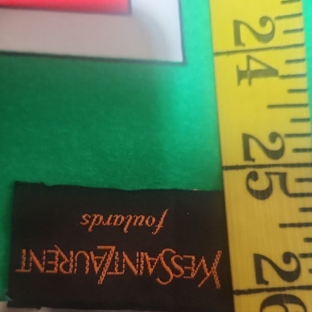 Yves Saint Laurent Vintage Green and Black Silk Logo Scarf - Picture 5 of 8